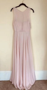 Jenny Yoo 4 Blush Elizabeth Dress Long Formal Prom Wedding Illusion Jewel Neck - Picture 1 of 9