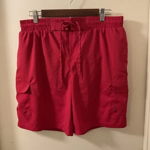 OP, Herren einfarbig rot Stretch Poly Strick gefüttert Boardshorts Badehose Gr. M - Bild 1 von 13