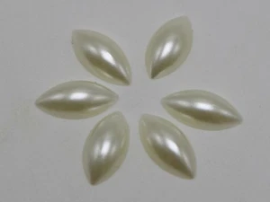 200 Ivory Acrylic Horse Eye Half Pearl Bead 7X15mm Flatback Cabochon Scrapbook - Picture 1 of 5