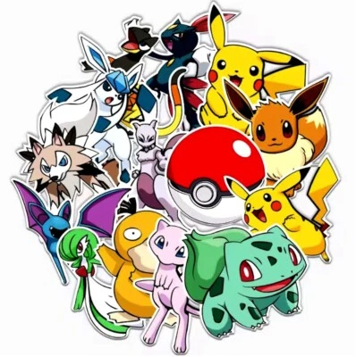 Lot de 50 autocollants stickers Les Pokémon Pikachu (Réf 2) - Photo 1/4