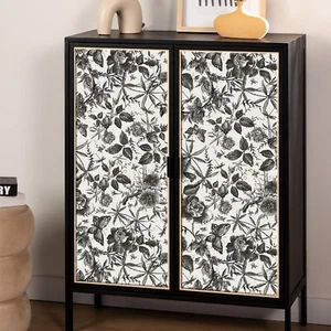 2 Rolls 15.7"X118" Black Floral Wallpaper Peel and Stick Vintage Vinyl Wallpaper - Picture 1 of 8