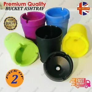 2 x Butt Bucket Ashtray Smoking Cigarette Outdoor Bar Pub Plastic Car Ash Buds - Picture 1 of 9