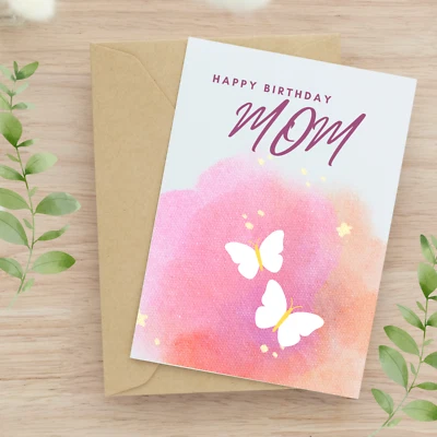 Tarjeta de cumpleaños para mamá mariposa tarjeta de feliz cumpleaños para mamá de niños Foto 1 de 4