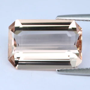 7.89Cts Glorious Natural Peach Color Morganite Emerald Shape Collection Gem - Picture 1 of 5