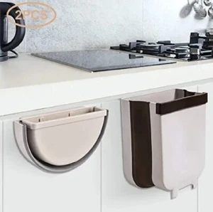 2pcs Hanging Trash BinsWaste Bin for Kitchen Cabinet Door Folding Wall Mounted - Picture 1 of 17