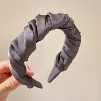 Womens Satin Wide Head Hoop Headband Cross Knot Elegant Hairband Accessori↔ - Image 1 of 4