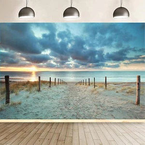 Summer Beach Backdrop Sun Blue Sky Ocean Photo Backdrop Wedding Party Decorat... - Picture 1 of 7
