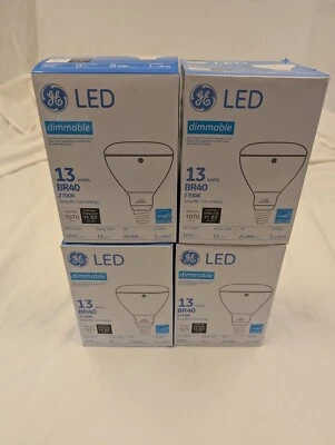 4 GE LED BR40 13W Dimmable Bulbs – 2700K Warm White – 1070 lm – 25,000 Hrs – NEW - Image 1 of 4