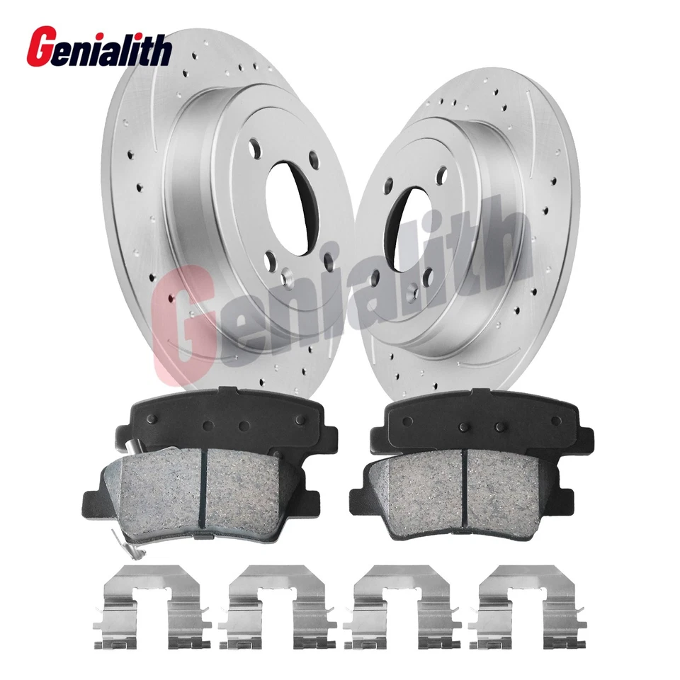 Rear Brake Rotors Ceramic Pad Kit for 2012-2015 2016 2017 Hyundai Accent Kia Rio Foto 1 de 4