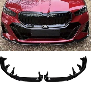 Car Front Bumper Spoiler Lip Bodykit For BMW 5 Series I5 G60 2024 Gloss Black - Picture 1 of 5