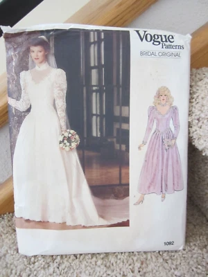 Vogue Sewing Pattern 1092 Wedding Dress Bridal Gown/Petticoat Bridesmaids 1980s - Image 1 of 4
