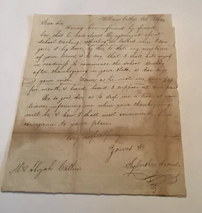 Carta universitaria Williams 1821 Sylvester Scoville Williamtown MA Abijah Catlin - Imagen 1 de 9
