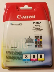 Cartuchos de tinta originales Canon CLI-8 amarillo, magenta y cian - paquete múltiple sellado - Imagen 1 de 4