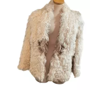 Mano Swartz Mongolian Curly Sheepskin Lamb Shaggy Coat Size Small Medium READ - Picture 1 of 14