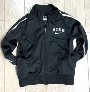NIKE spellout Child's 6 Zip Up Track Jacket Black w/ White Stripes on Sleeves - Picture 1 of 7
