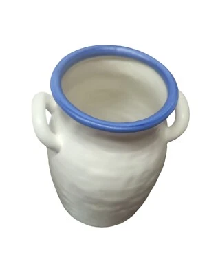 IKEA Godtagbar Vase Ceramic White Blue 10” Modern Flower Container  - Image 1 of 4