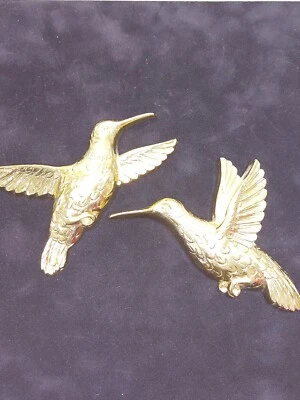 Винтажные настенные таблички 1985 2 золотистых колибри Syroco смола Homco Inc - Изображение 1 из 4
