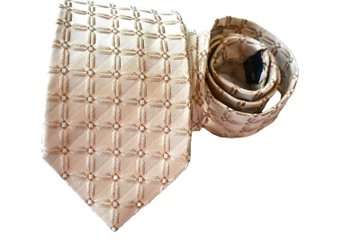 Gravata masculina ERMENEGILDO ZEGNA BEGE/GEOMÉTRICA Largura: 3,5/8" Comprimento: 59" SEDA - Imagem 1 de 3