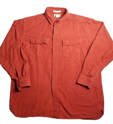 Vtg LL Bean Chamois Shirt Traditional Fit Flannel Outdoors Burnt Orange Warm XL - Image 1 of 4