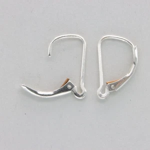Pair of 925 STERLING SILVER openable & closable Leverback Earrings Hoops DIY#19 - Picture 1 of 8