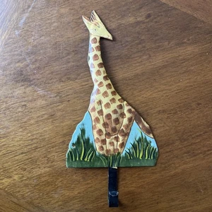 Vintage Giraffe Metall Wandkunst handbemalt Safari Wildtiere Dekor Haken 8,5 Zoll - Bild 1 von 5
