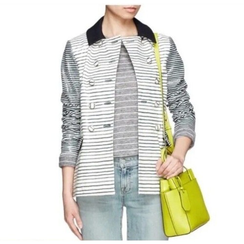 Giacca blazer Tory Burch RARA pelle piper effetto pelle di serpente a righe $1095 taglia 2