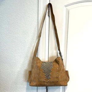 Sergio Gutierrez Liquid Metal Collection Camel Wildleder Crossbody Schultertasche - Bild 1 von 16