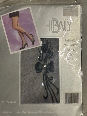 HiBaly стая и стразы один размер черный колготки нейлона новый винтажный цветочный - Изображение 1 из 4