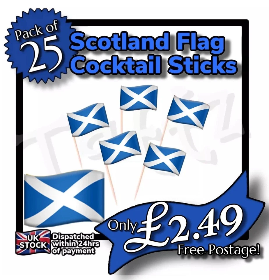 25x Scotland Flag Cocktail Sticks