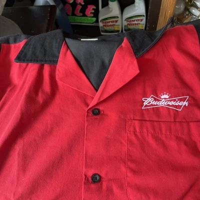 Ex Cond Mens Med Budweiser Bowling Style Shirt - Image 1 of 3