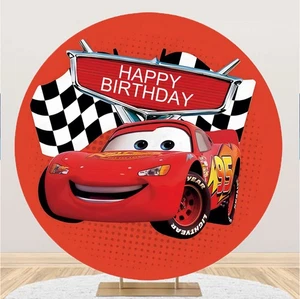 Round Racing Cars Backdrop Cover Circle Birthday Party Photo Background Banner - Picture 1 of 8