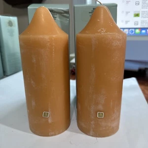 2 PartyLite GINGER PUMPKIN 3 x 7 Bell Top Pillar Candle S37401 NIB Orange - Picture 1 of 5