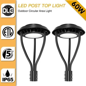 2X 60W LED Post Top Pole Light Outdoor Street Garden Lighting DLC ETL Listed - Picture 1 of 12