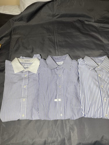 Camicia elegante vintage Burberry’s London blu bianca a righe lotto 17 1 2” x 35