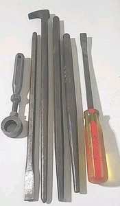 Snap-On & Mac Tools Punch and Chisel, Holder, Prybar, 6 Tool Lot USA MADE TOOLS - Picture 1 of 15