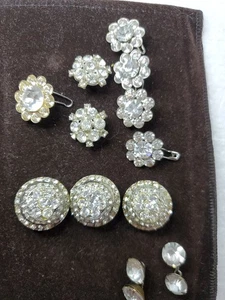 Vintage Buttons Lot 12 Rhinestone & Metal Shank Cuff Link Styles Mixed 1" - 1/2" - Foto 1 di 9