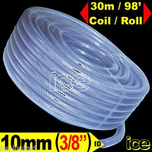 TUBO TUBO FLESSIBILE 30m PVC TRASPARENTE RINFORZATO INTRECCIATO 10mm 3/8" CARBURANTE ARIA OLIO ACQUA - Foto 1 di 1