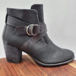 Ecco Touch Boots Women's 39 / 8 Black Leather Comfort Heel Moto Biker Booties - Picture 1 of 12