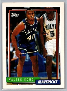 1992-93 Topps Walter Bond #339 Dallas Mavericks Rookie - Picture 1 of 2