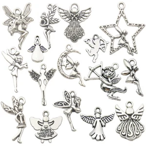 10/32pcs Angel Cupid Antique Silver Charms Pendants for Jewelry Making Earrings - Picture 1 of 25