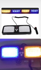 amber/blue 48 LED Visor Windshield Dash Strobe Lights Emergency Hazard Flash