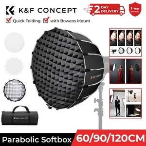 K&F Concept 60/90/120cm Parabolic Softbox Quick Release Bowens Mount + Grid,Bag - Picture 1 of 37