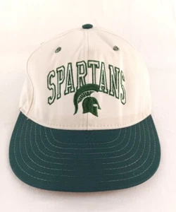 Vintage Michigan State Hat Cap White Green New Era - Picture 1 of 8