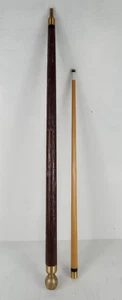 Vintage Walking Stick Pool Snooker Cue Hollow Handle Brass Knob Carved - Picture 1 of 7