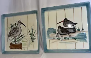Platos de almuerzo decoración de pared pájaros porcelana lote de 2 remaches galletas sándwiches - Imagen 1 de 8