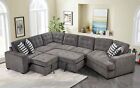 147" Oversized L Shaped Sectional Sofa with Storage Chaise and 4 Throw Pillows