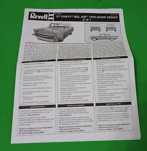 Vint. Revell #4251 57 Chevy Bel Air Two Door Sedan 2n1 1:25 Instructions - Picture 1 of 3