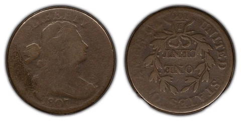 1807 1c Draped Bust Large Cent - Mint Error 180 Deg Rotated Dies - SKU-B3040 Cover