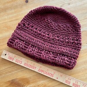20-26" motif crochet fait main chapeau rasta Burgendy 9" hiver profond laine