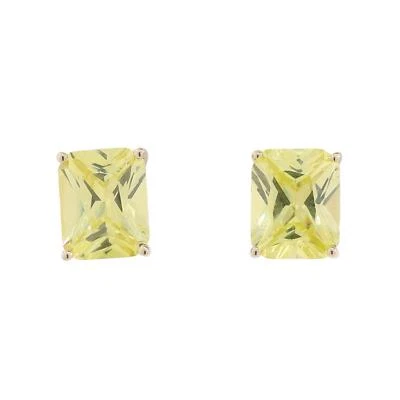 5.80 TW Emerald Cut Lab Created Lemon Quartz Stud Earrings 10K Yellow Gold - Image 1 of 4
